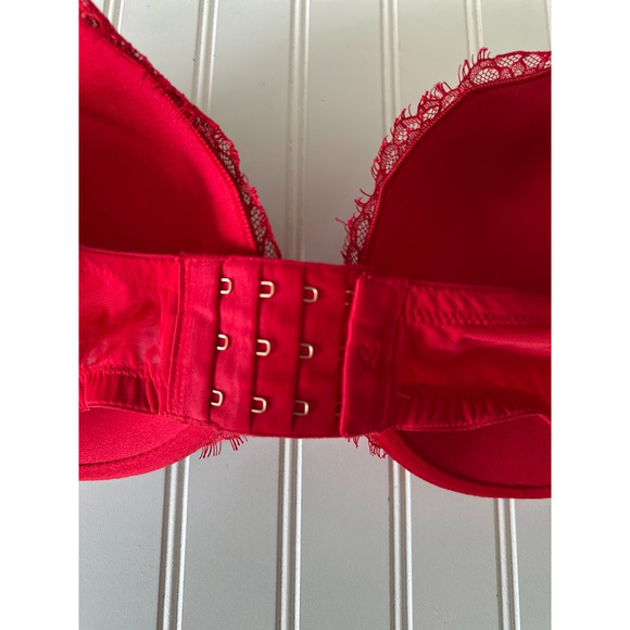 Victorias Secret Dream Angels Push Up Red 38DDD Padded Underwire Lace Adjustable - Picture 4 of 9